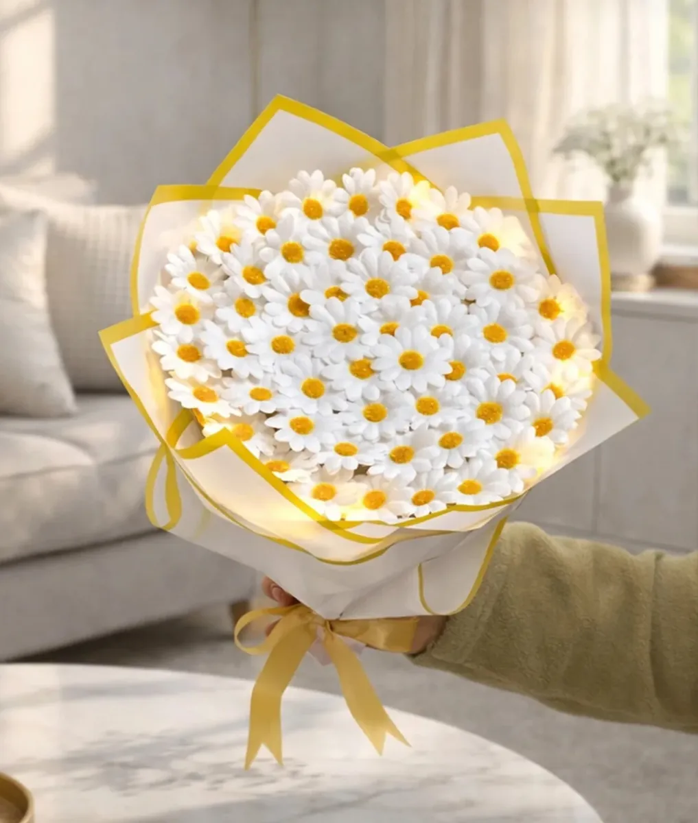 Led Işıklı Solmayan Papatya Buketi