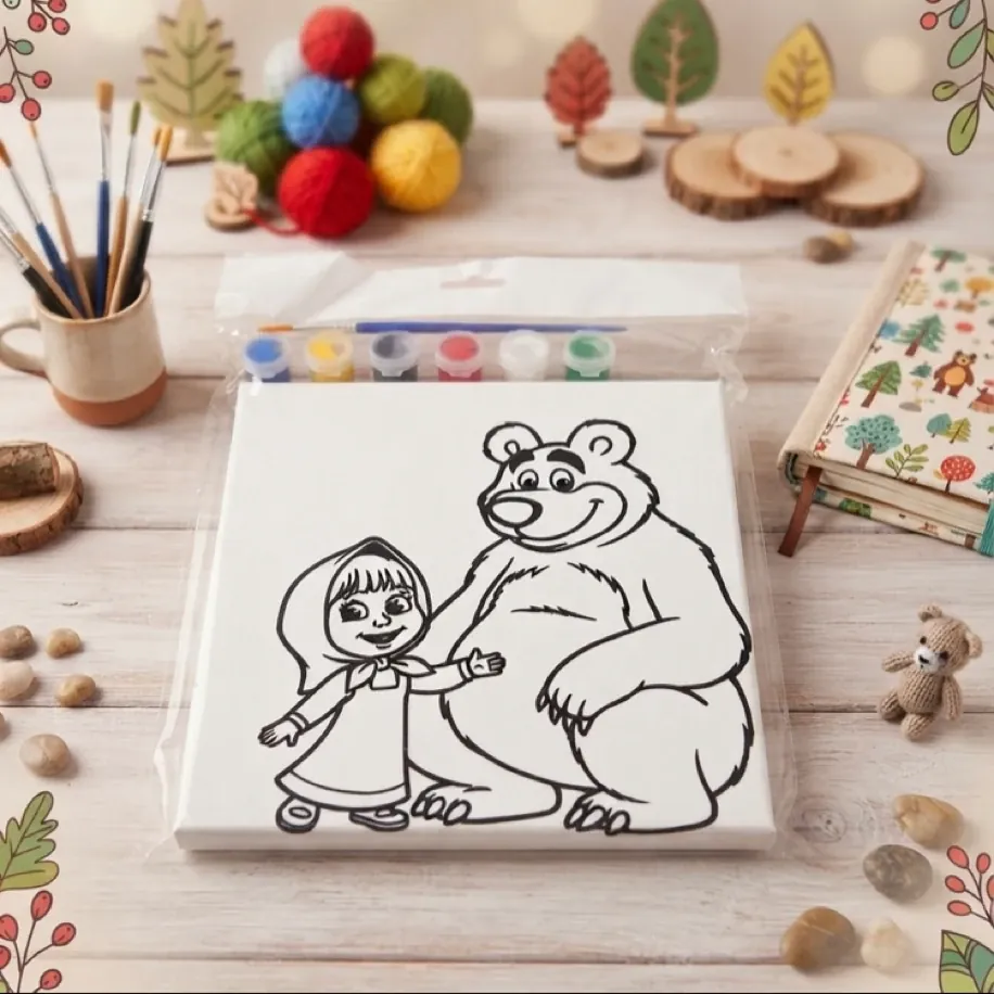Maşa ile Koca Ayı Tuval Boyama Seti